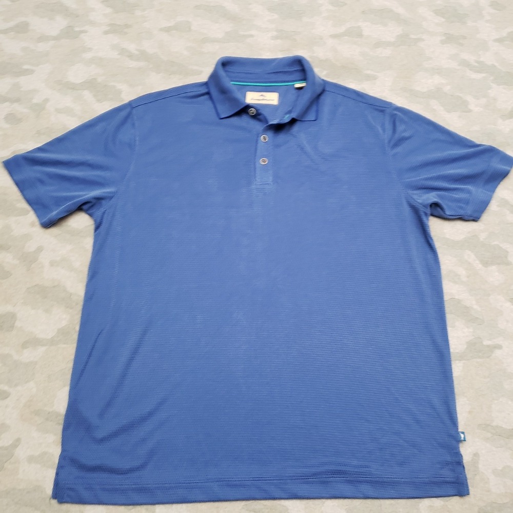 Eddie Bauer Polo Shirt Mens Large Blue Short‎ Sleeve